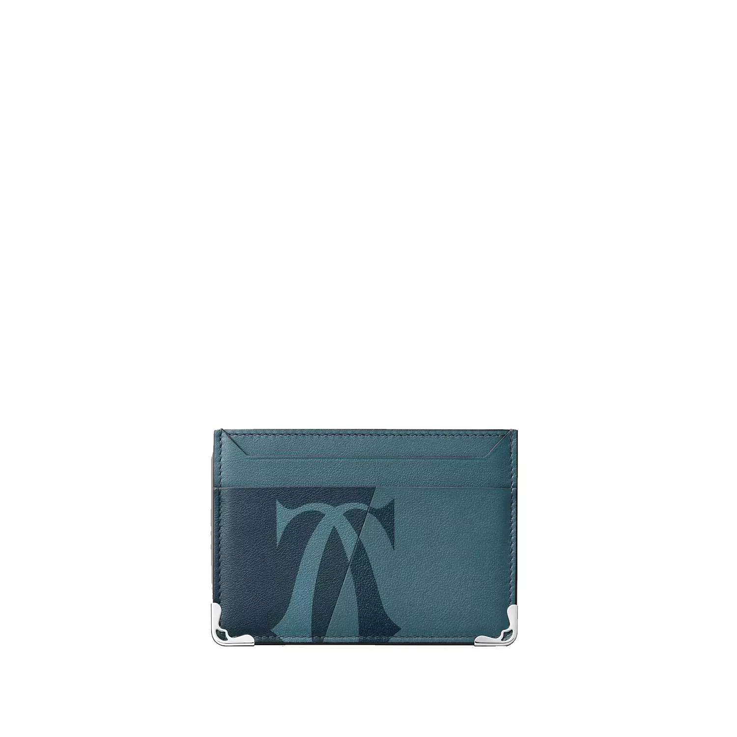 Cartier double card holder is crafted from steel blue calfskin image