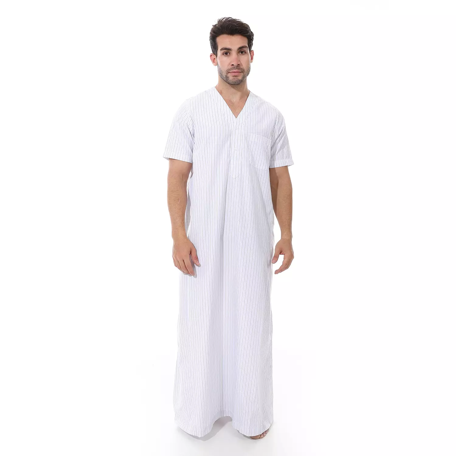 Men Galabeya Short Sleeves - 2258 - Blue*Black image