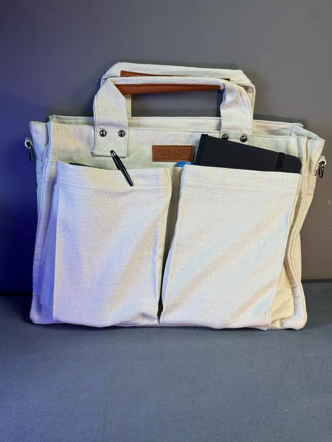 BEIGE CANVAS TOTE BAG image