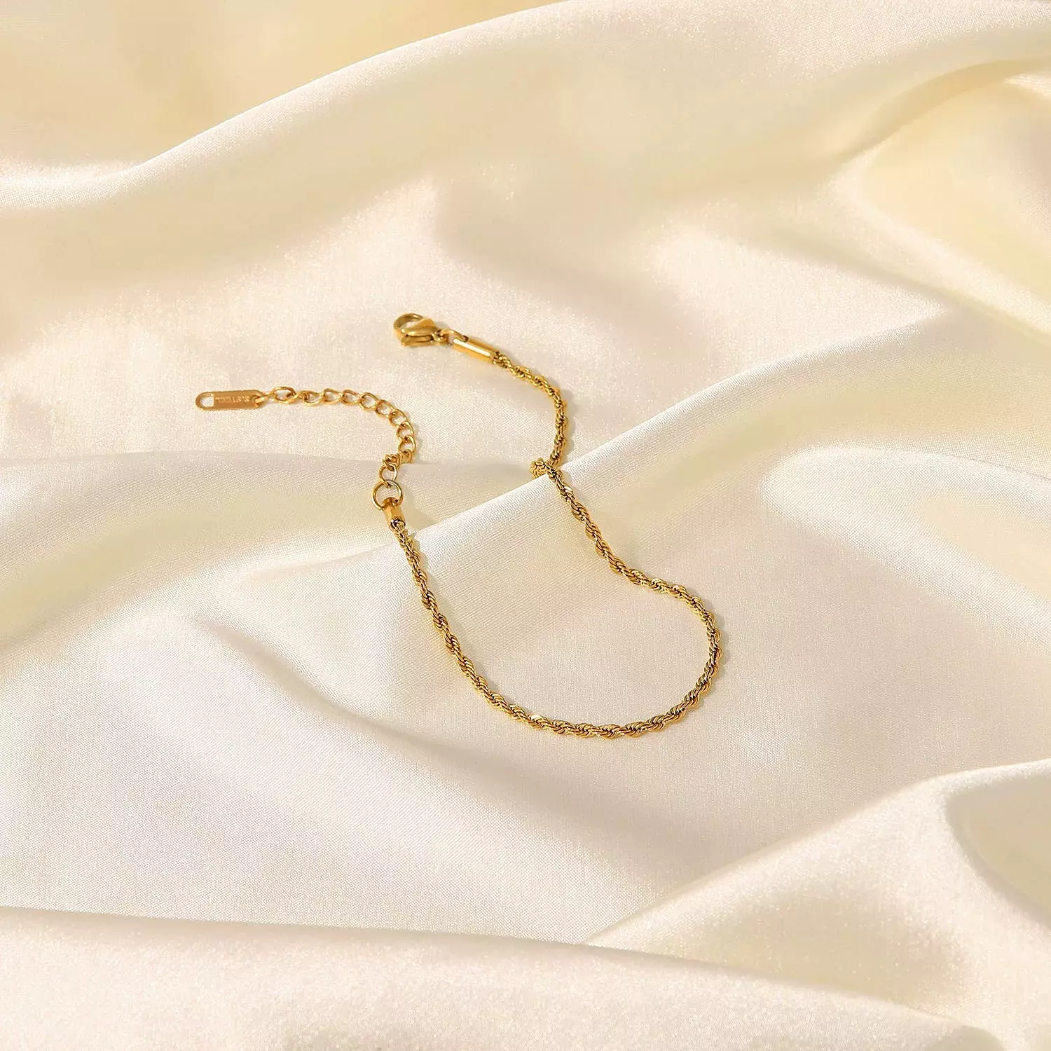 Rope chain gold anklet hover image