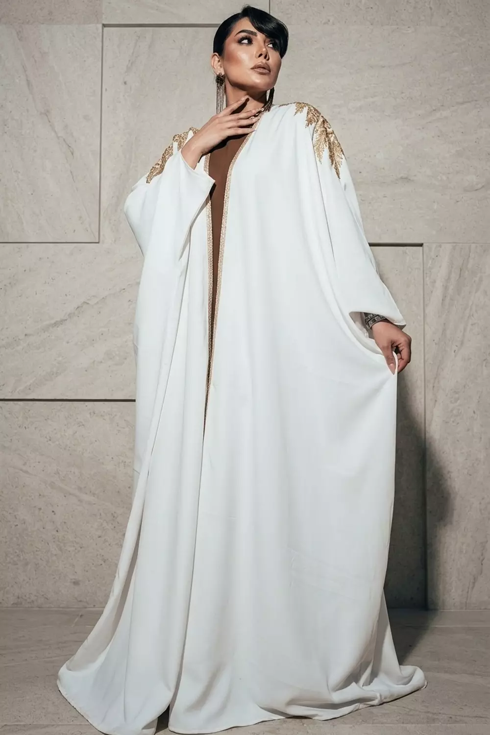 Royal Bisht-Cut Abaya with 3D Zari Embroidery 1