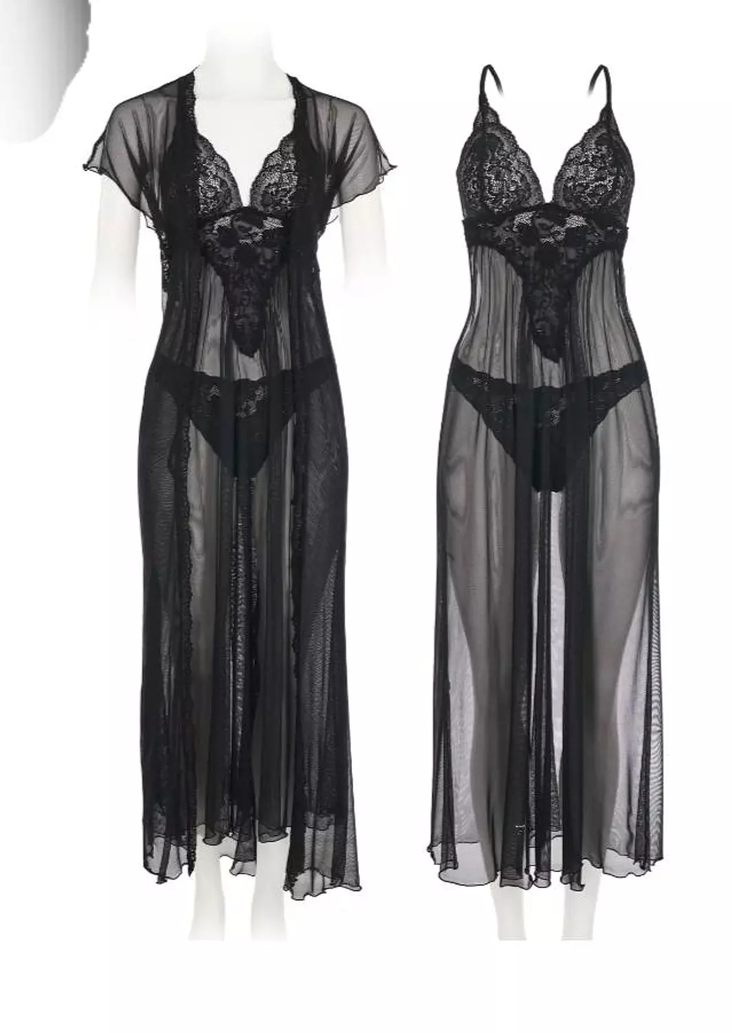 Sexyyy toll lingerie with lace with long robe image