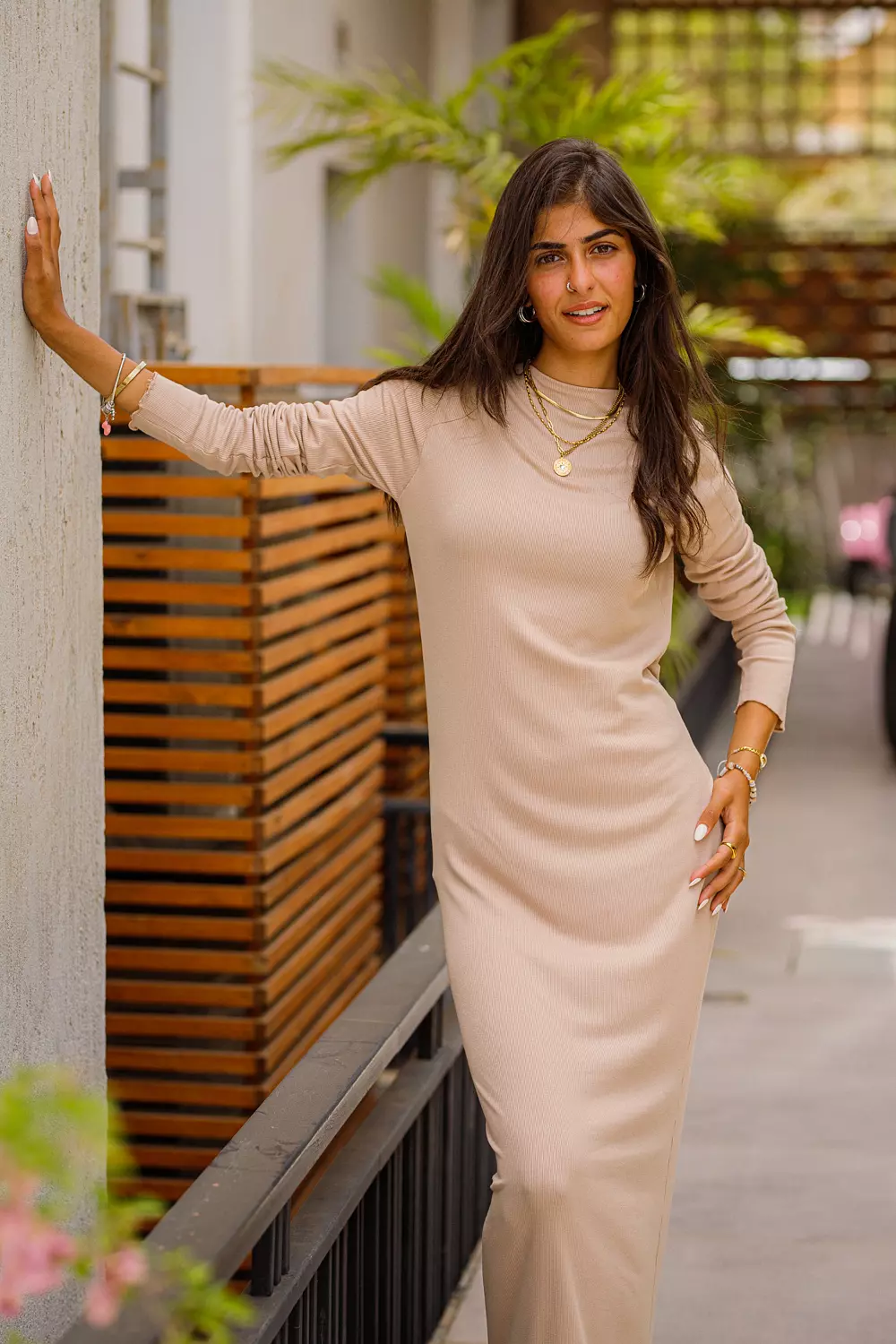 Beige basic dress hover image