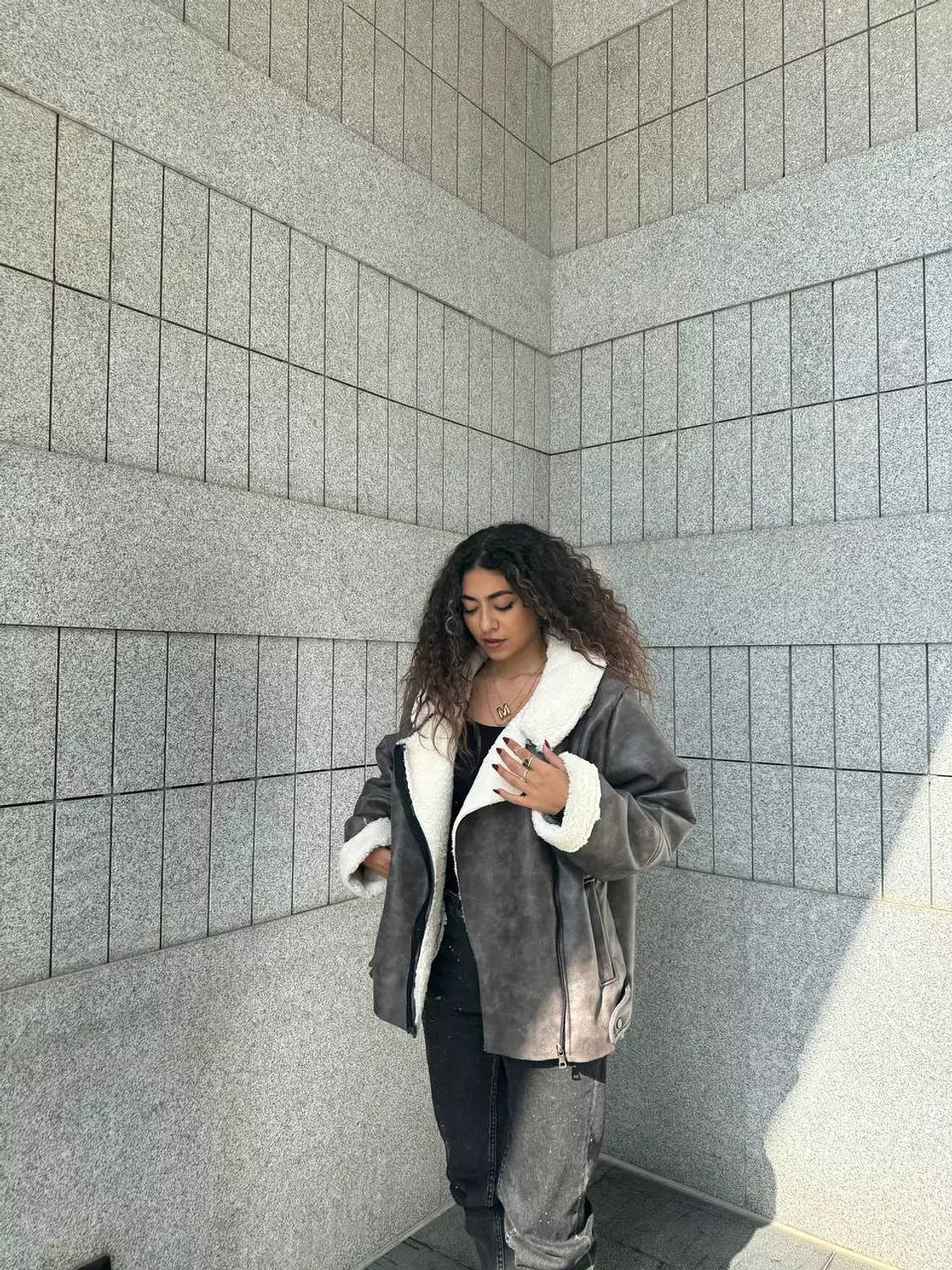 Stonewashed Oversized Leather Jacket 5