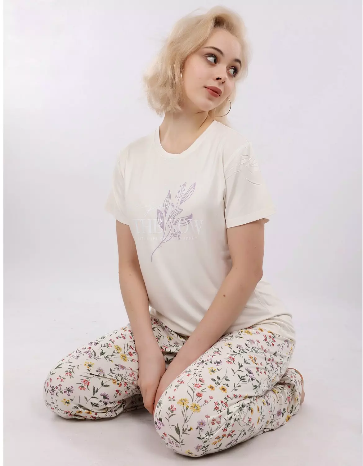 V118 little blossoms full-length pants pajama set image