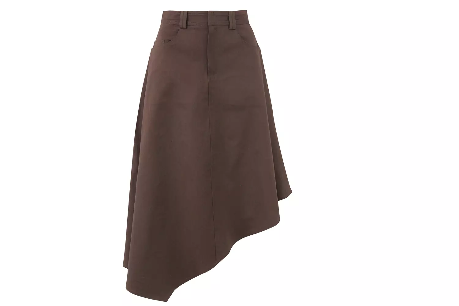 BROWN GABARDINE ASYMMETRIC SKIRT 3