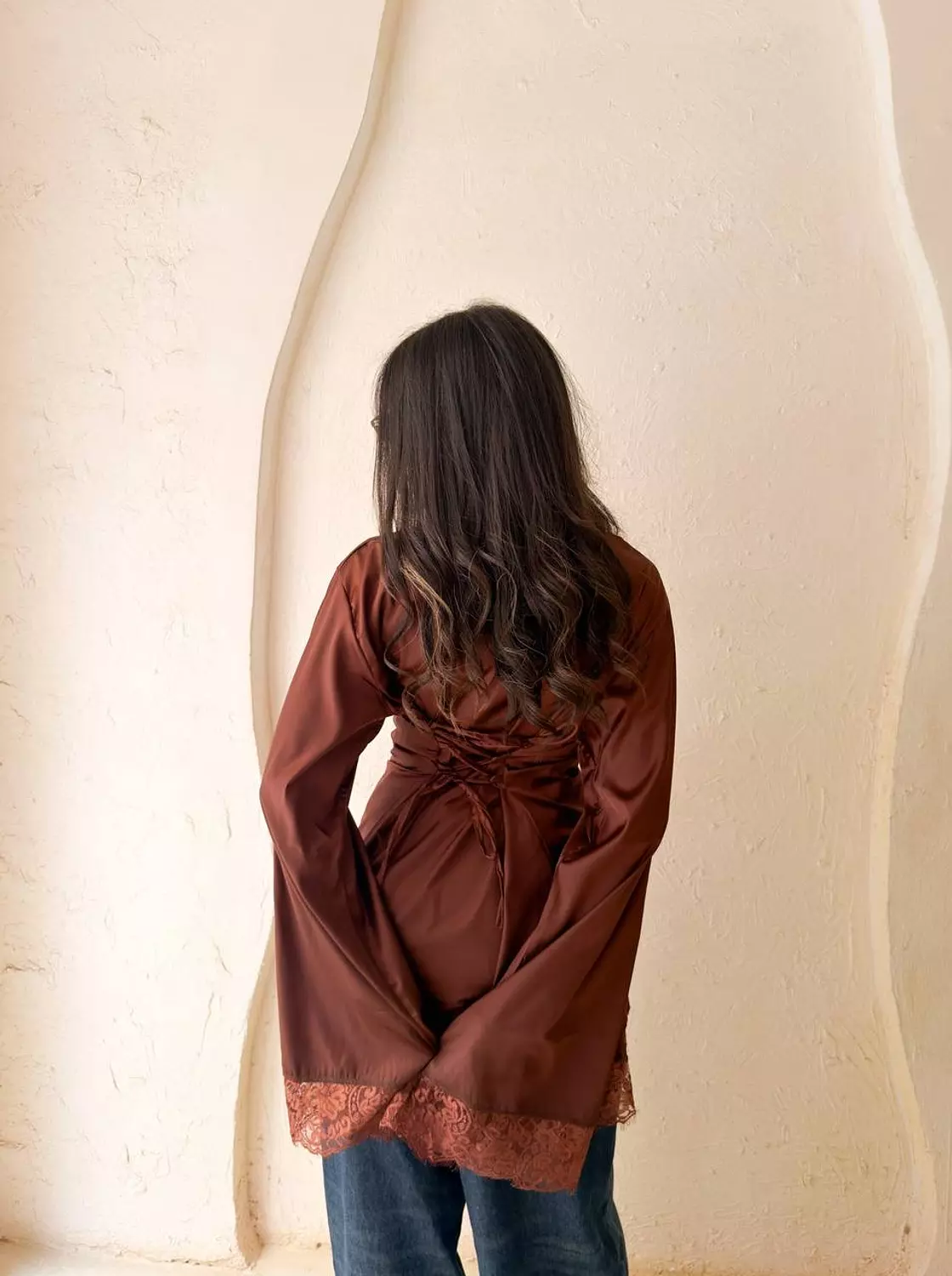 Lace-trim satin blouse 6
