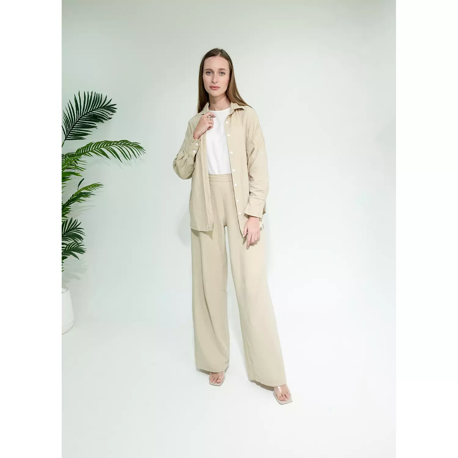 Beige Gabrdine Summer Set  5