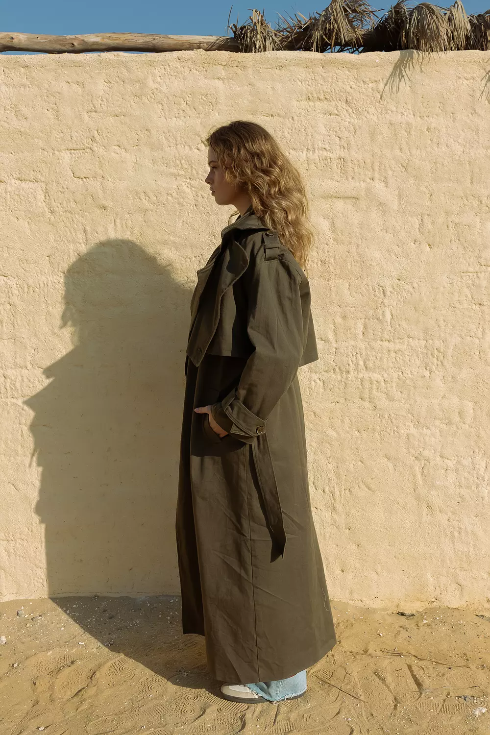 Convertible Trench Coat - olive green hover image