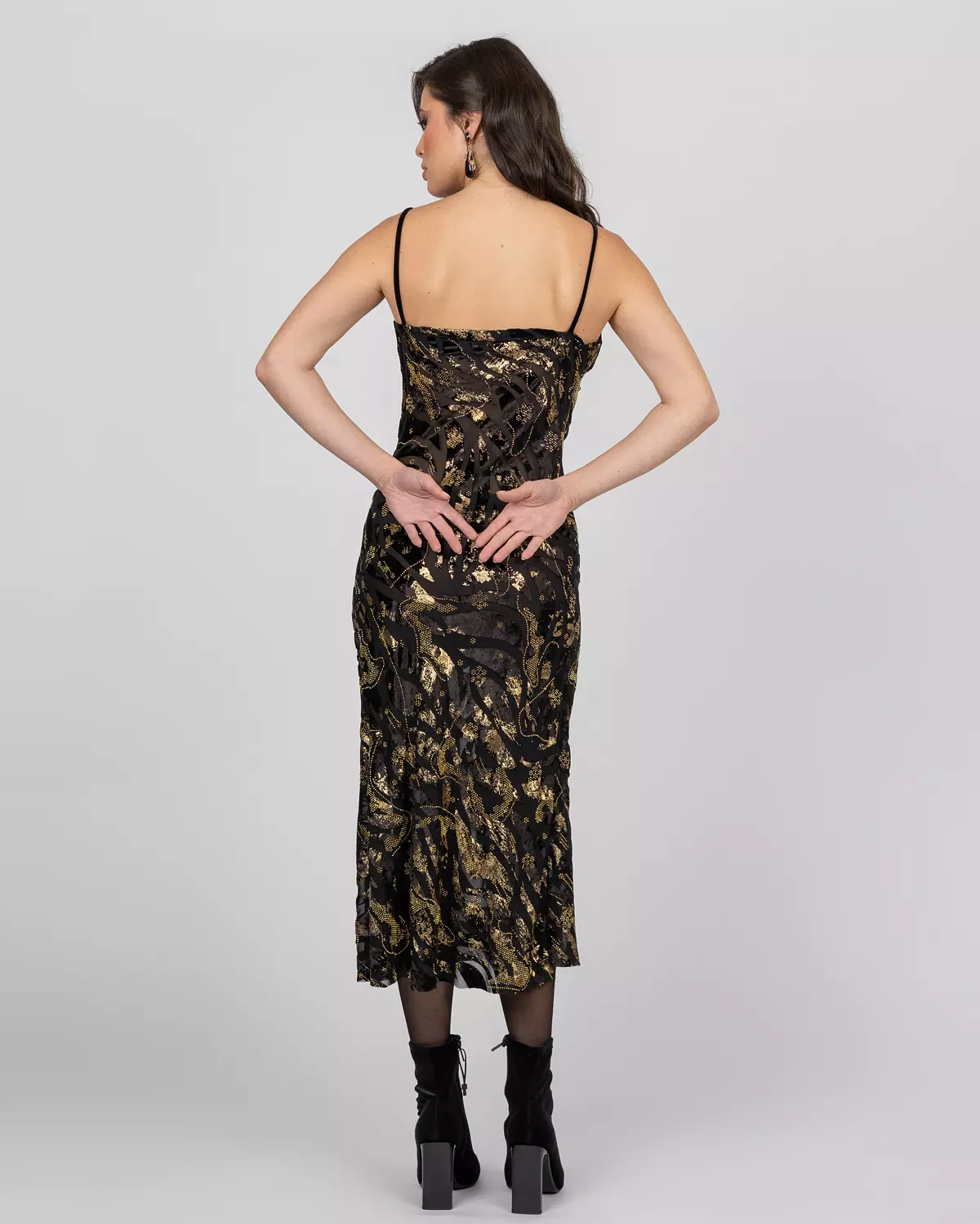 Luxury Silk Midi Dress with Gold Accents 2