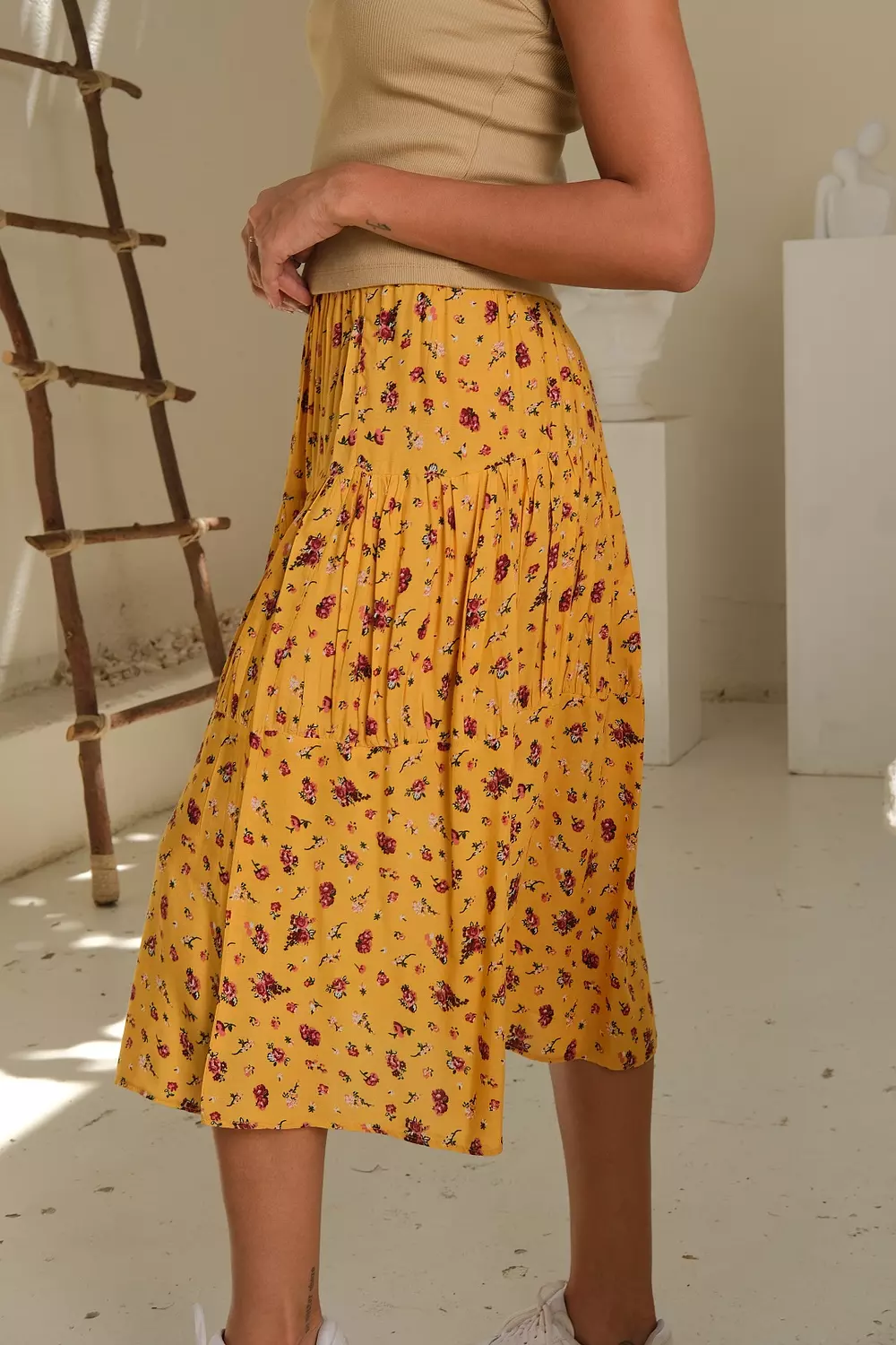 yellow  floral  skirt  hover image