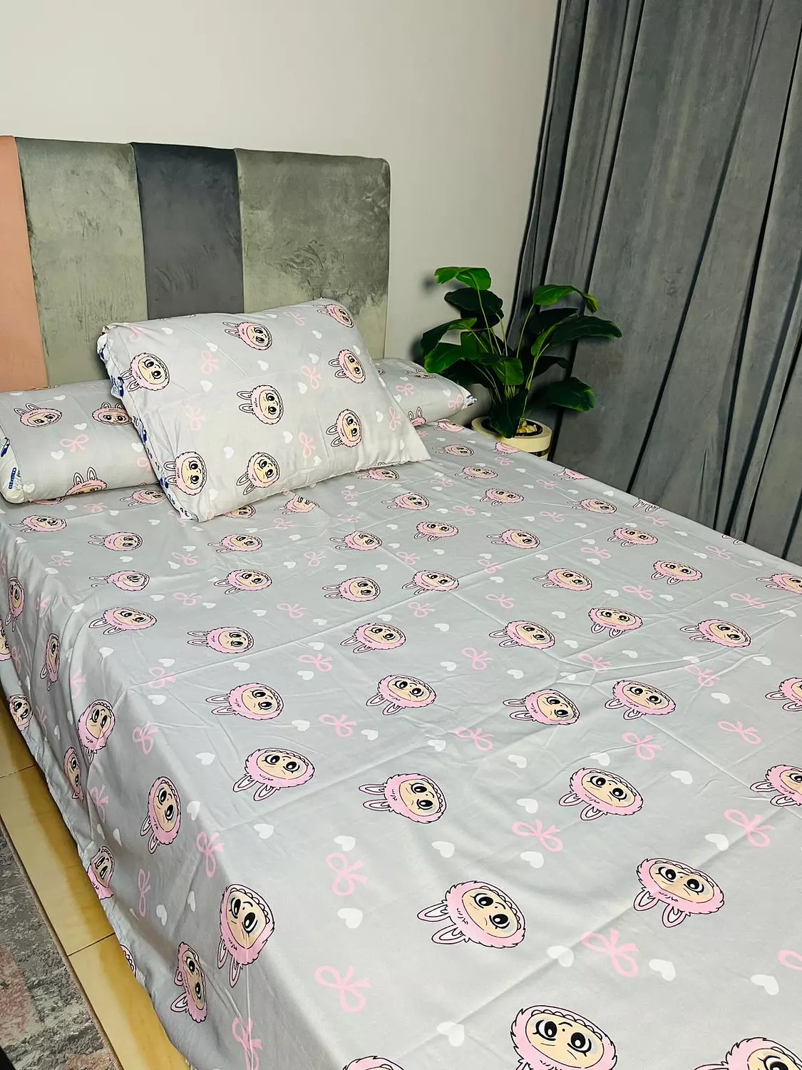 طقم ملاء اطفال قطن لابوبو رمادي image
