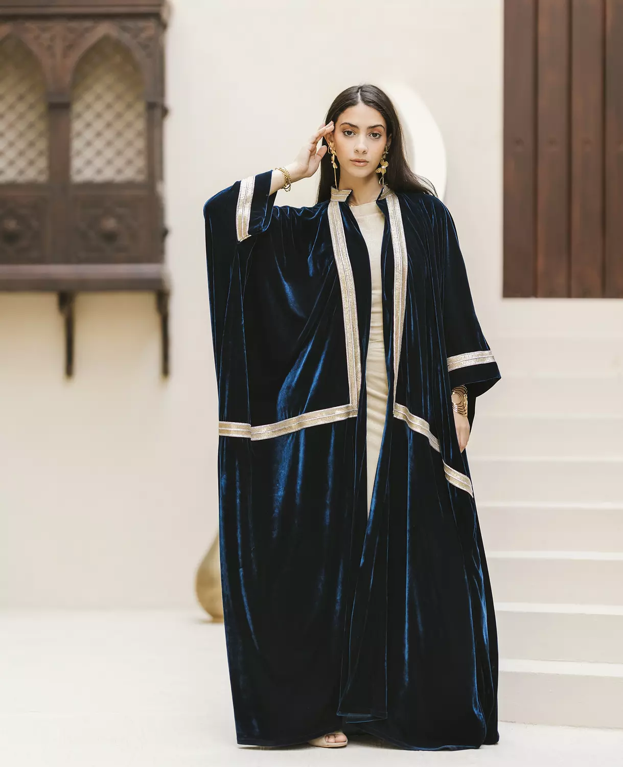 Teal velvet kaftan image