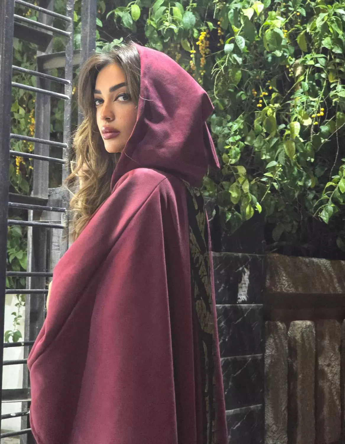 Burgundy Moroccan Style Suede Kaftan  2