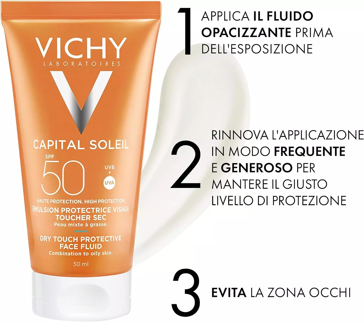 VICHY CAPITAL SOLEIL SPF 50 DRY TOUCH FOR COMBINATION TO OILY SKIN SUNBLOCK 50 ML  1