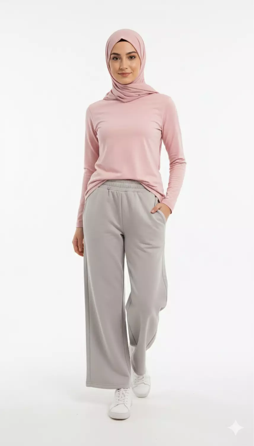 Wide-Leg Fleece Sweatpants with Elastic Waist 4
