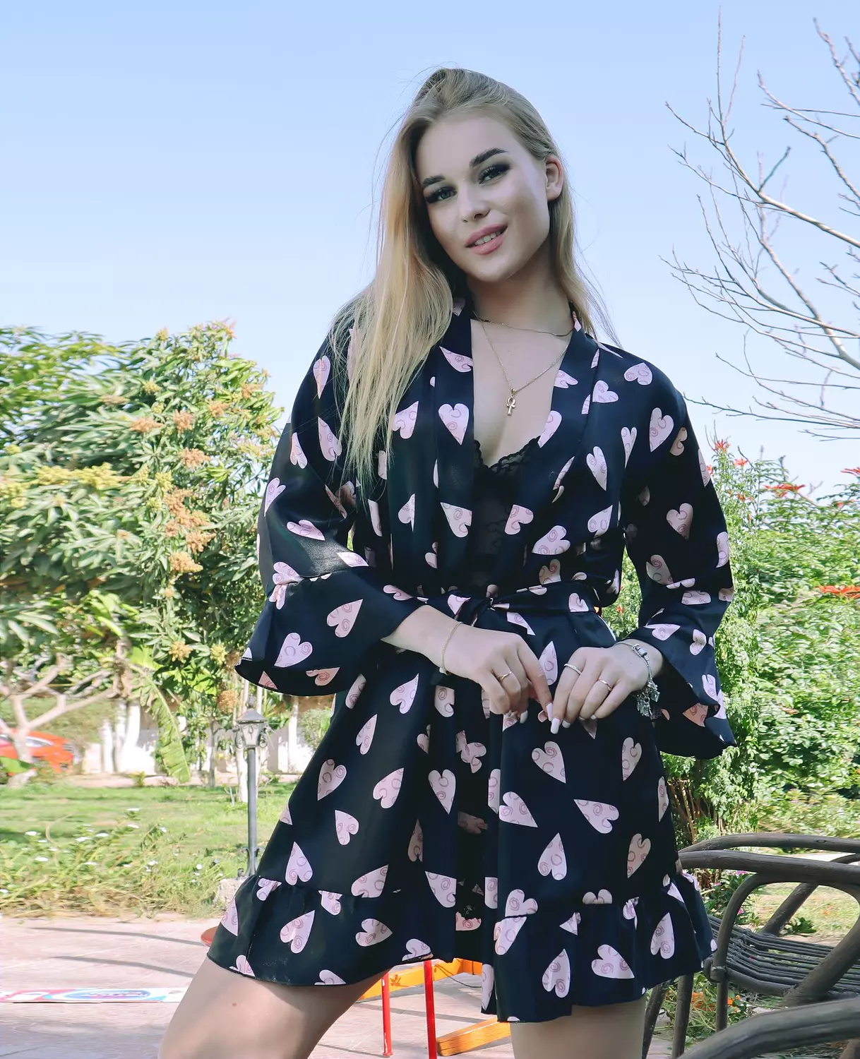 3-Piece Sketch Heart Satin Set 2