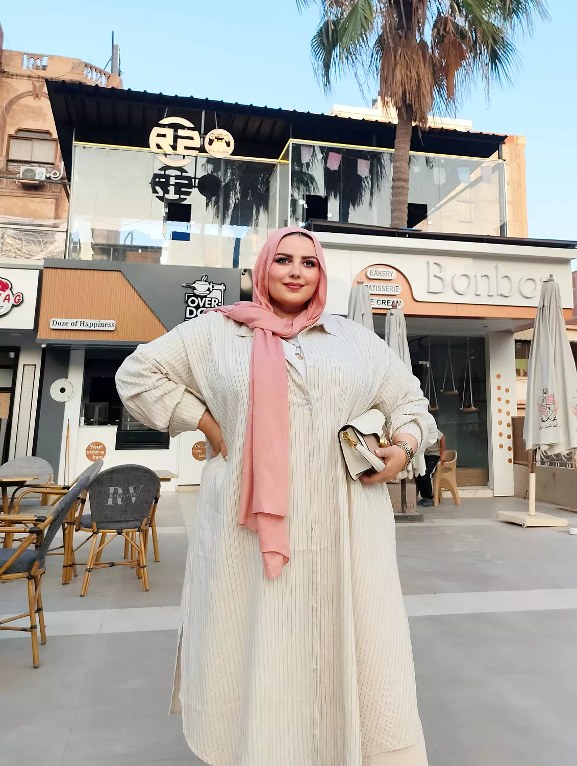 Striped shirt dress ( in beige ) image