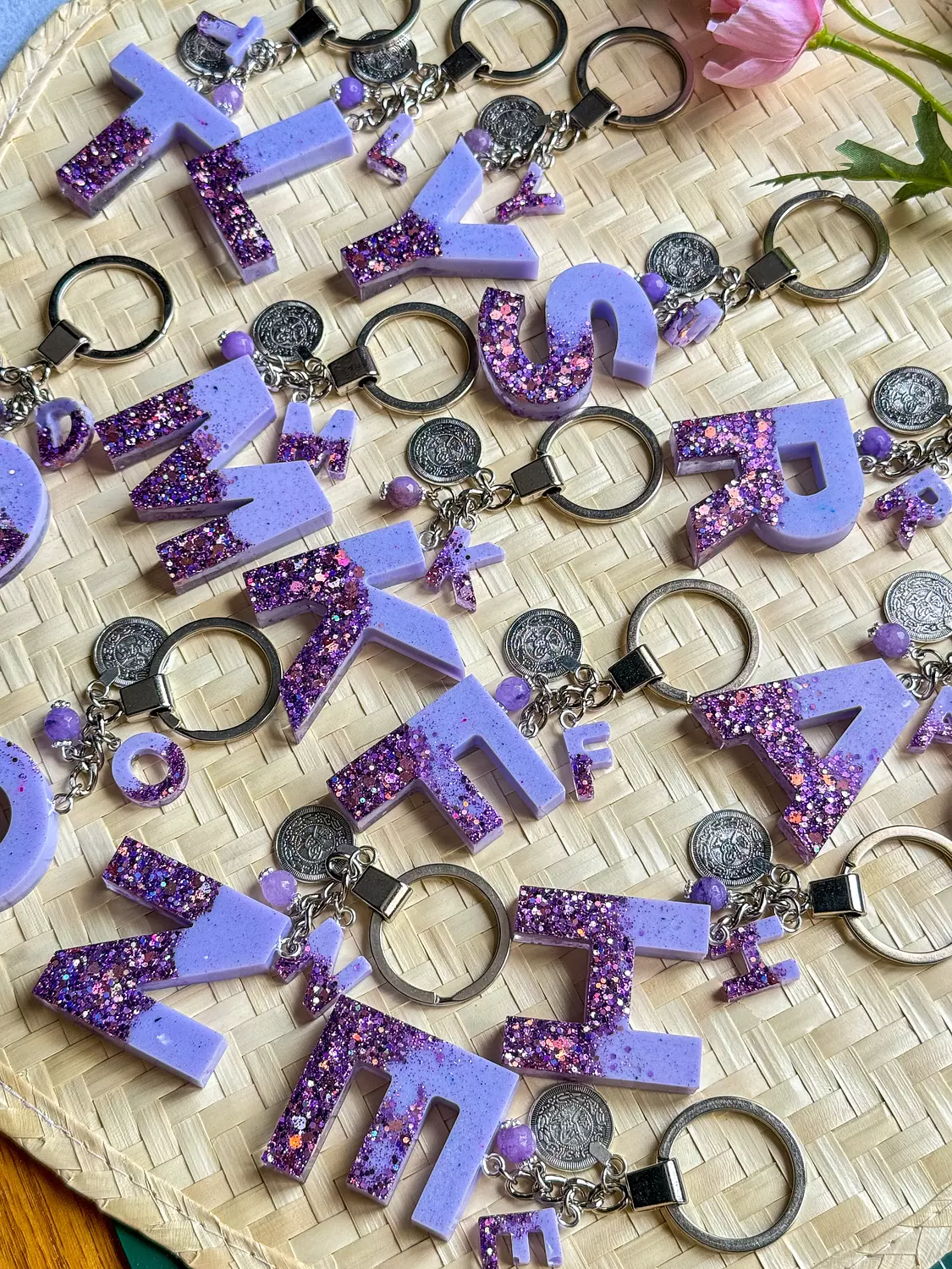 Resin Letters Keychain ( Glitter Purple ) "By Order" image