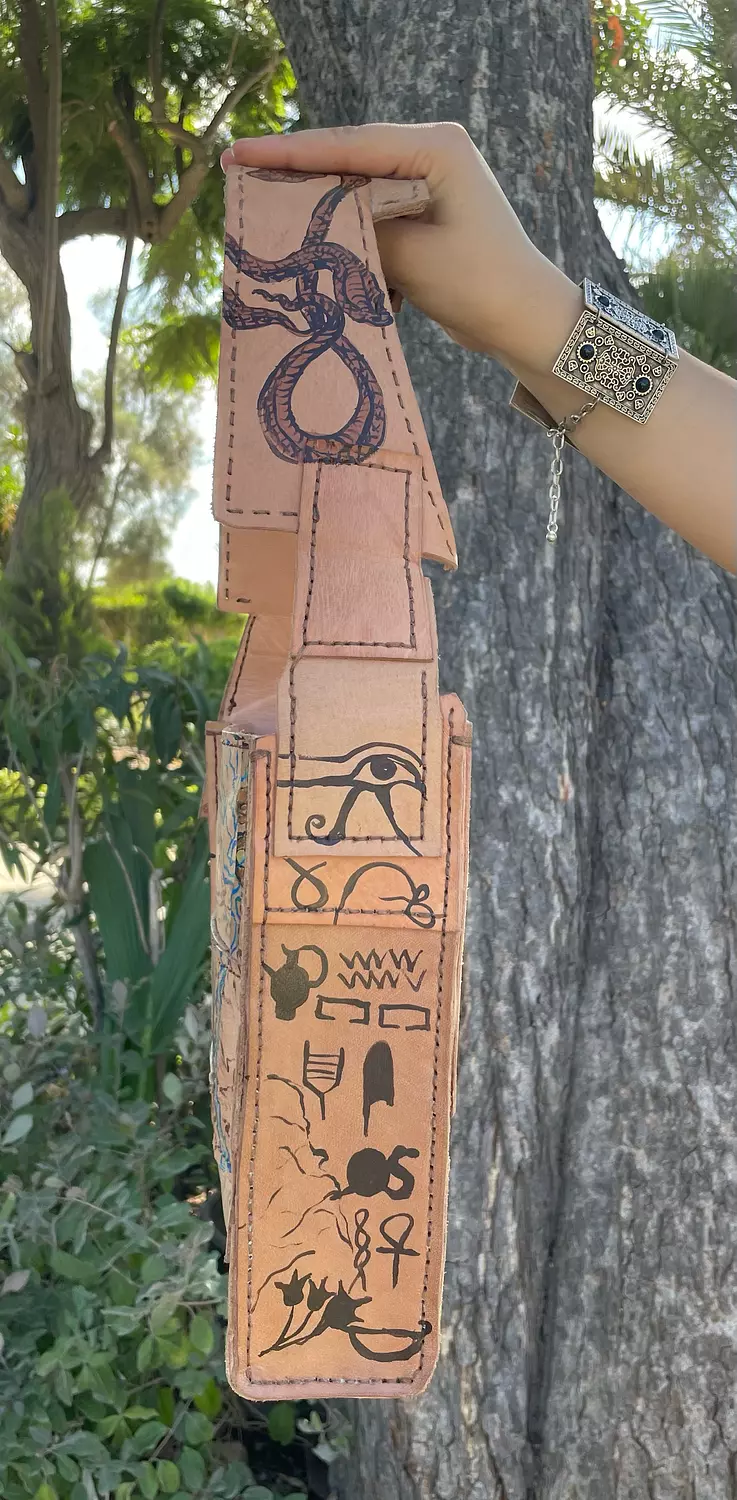 Kemet map real leather hand-made shoulder bag  6