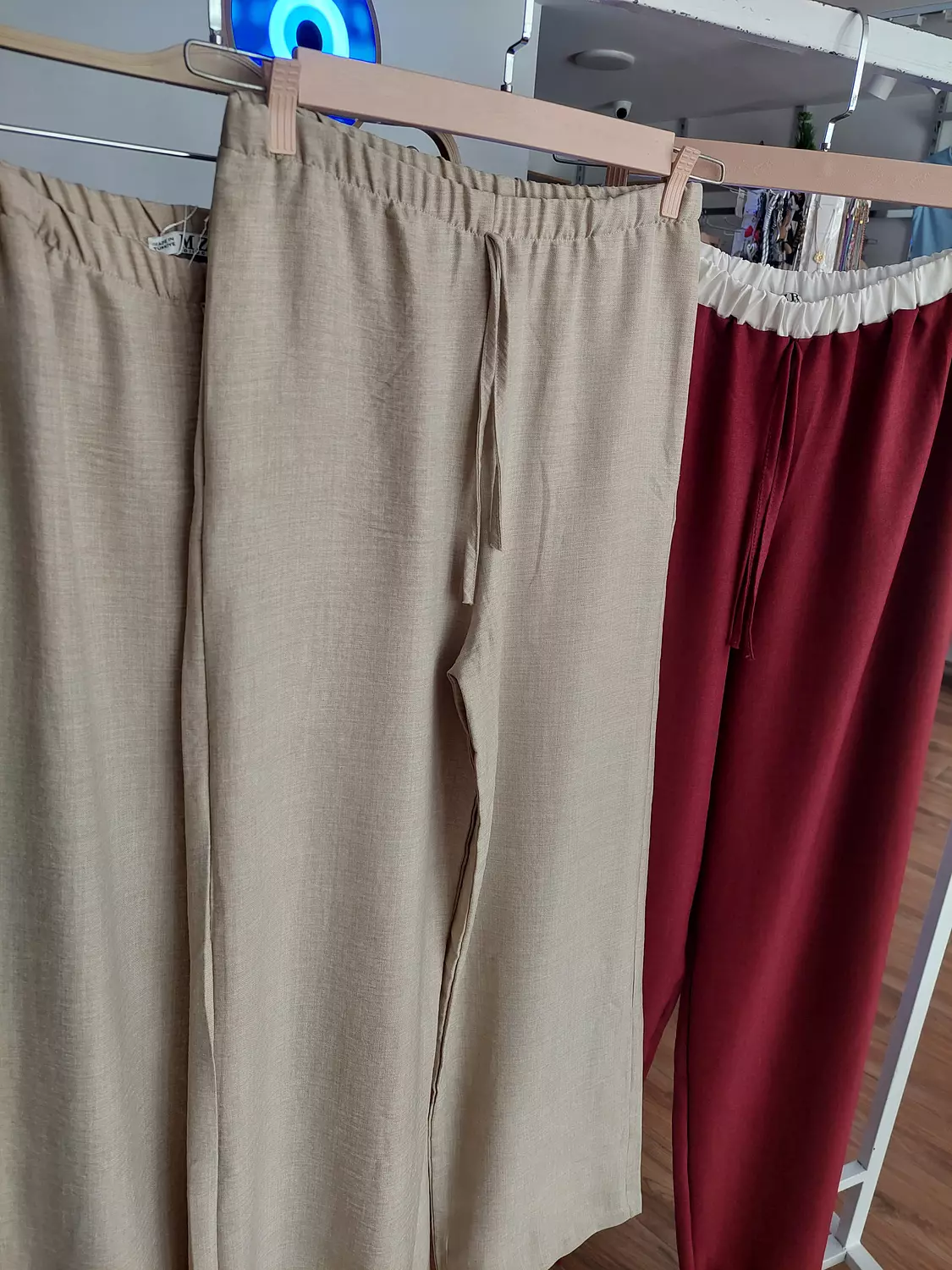 Burgundy Linen pants hover image