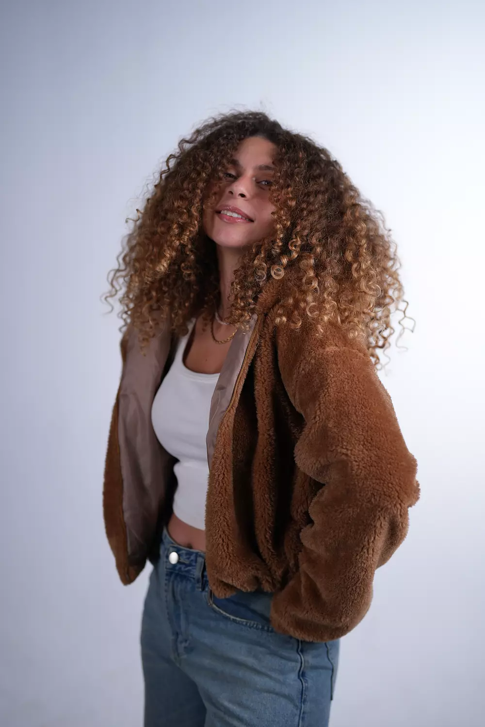 Camel Faux Fur Jacket 3