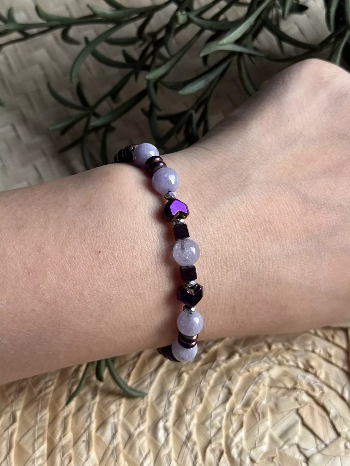 Hematite / Agate Purple Bracelet ( Stock ) 4