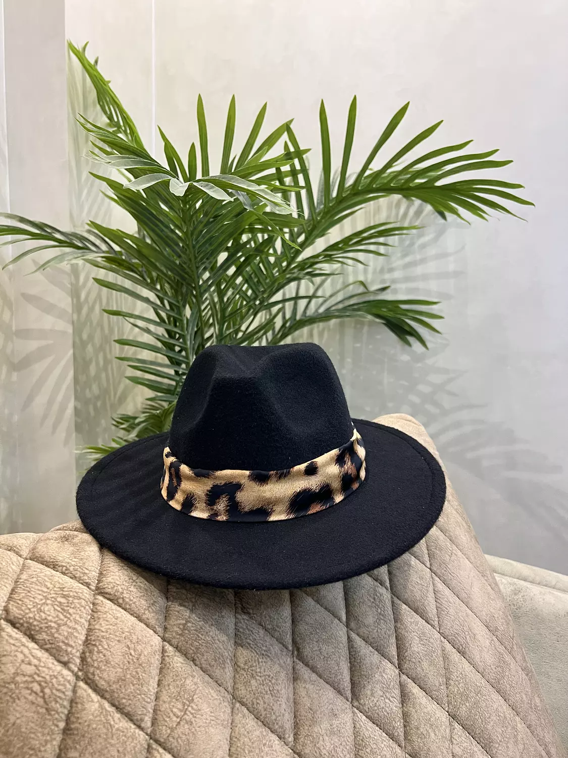 Black Leopard Fedora Hat  image