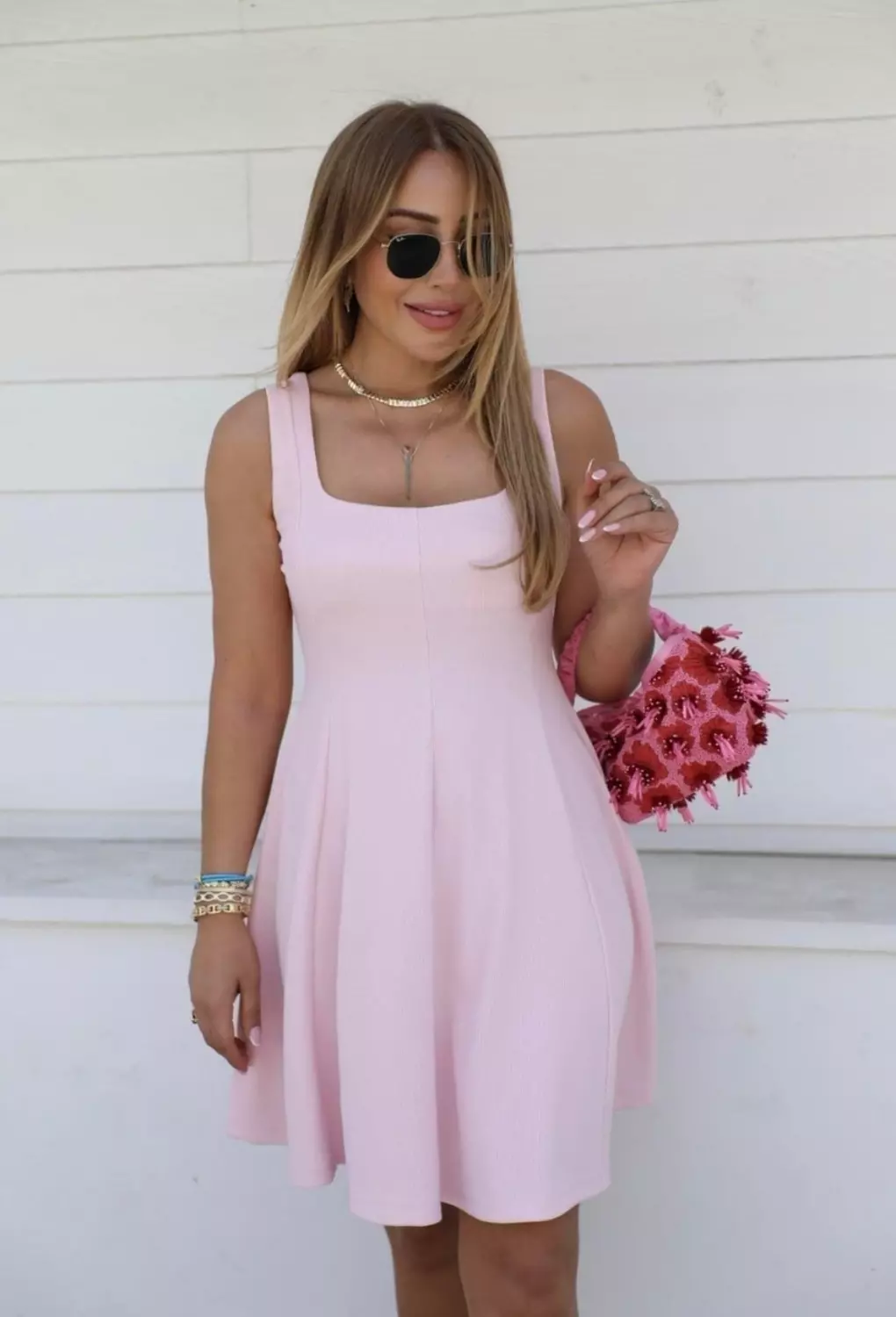 Pink midi dress image
