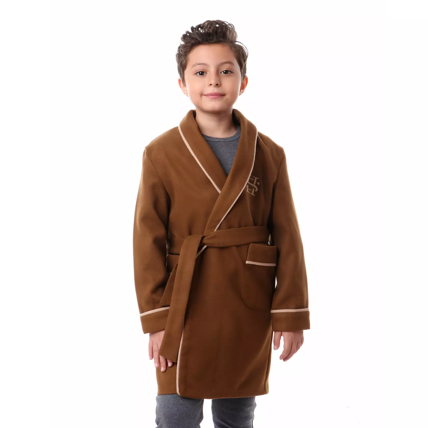 Shorto Kids Winter Robe - Brown - 2462 image