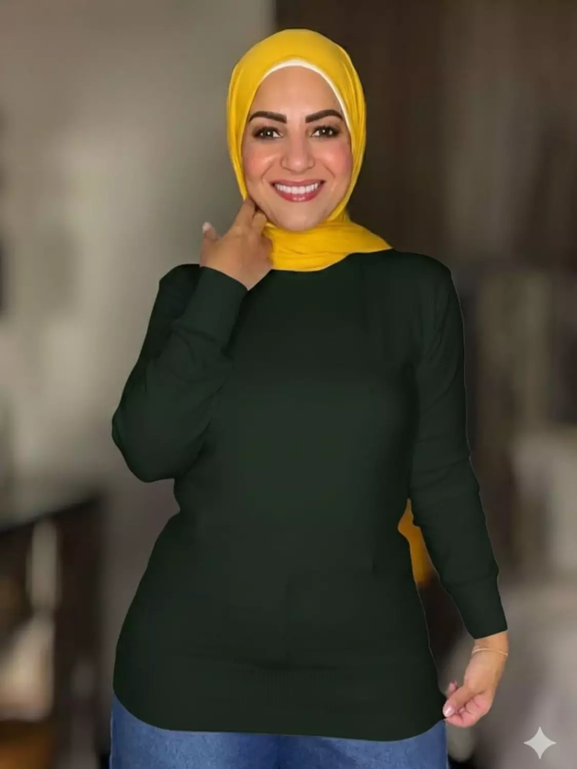 Knitted Plain High-cool Pullover - Free Size - Olive image