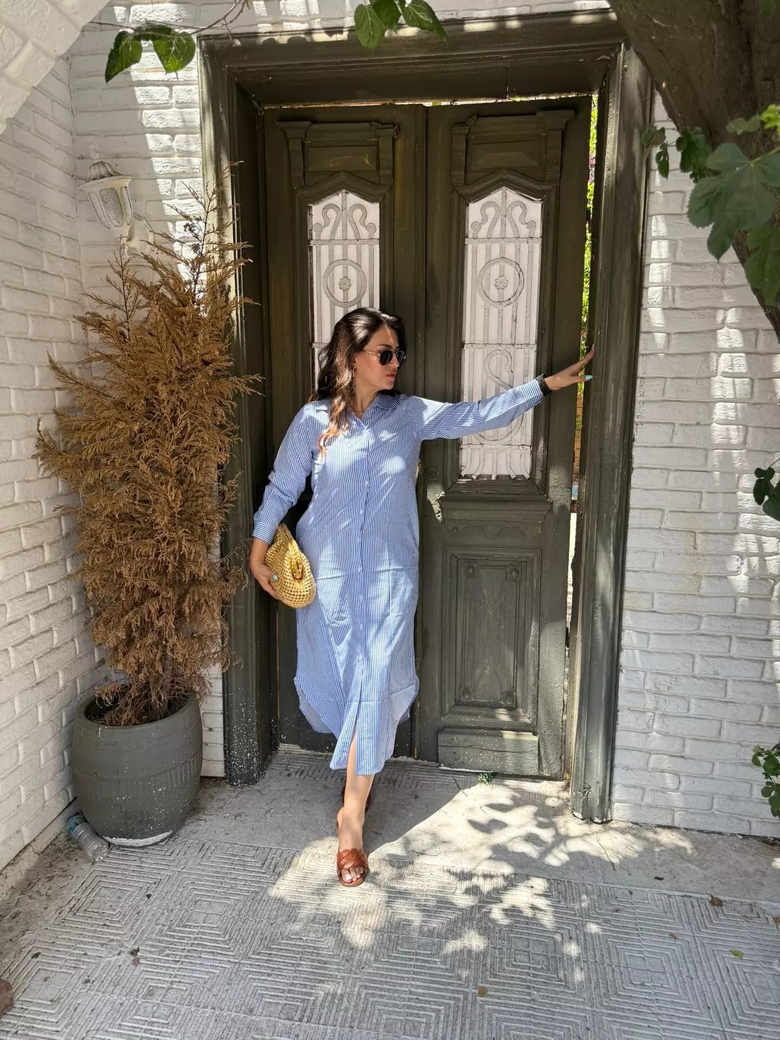 light blue striped dress  2