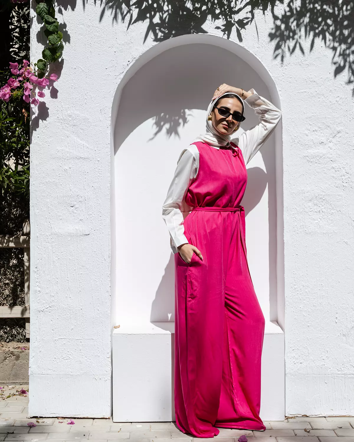 Linen Jumpsuit in Fuchsia 1