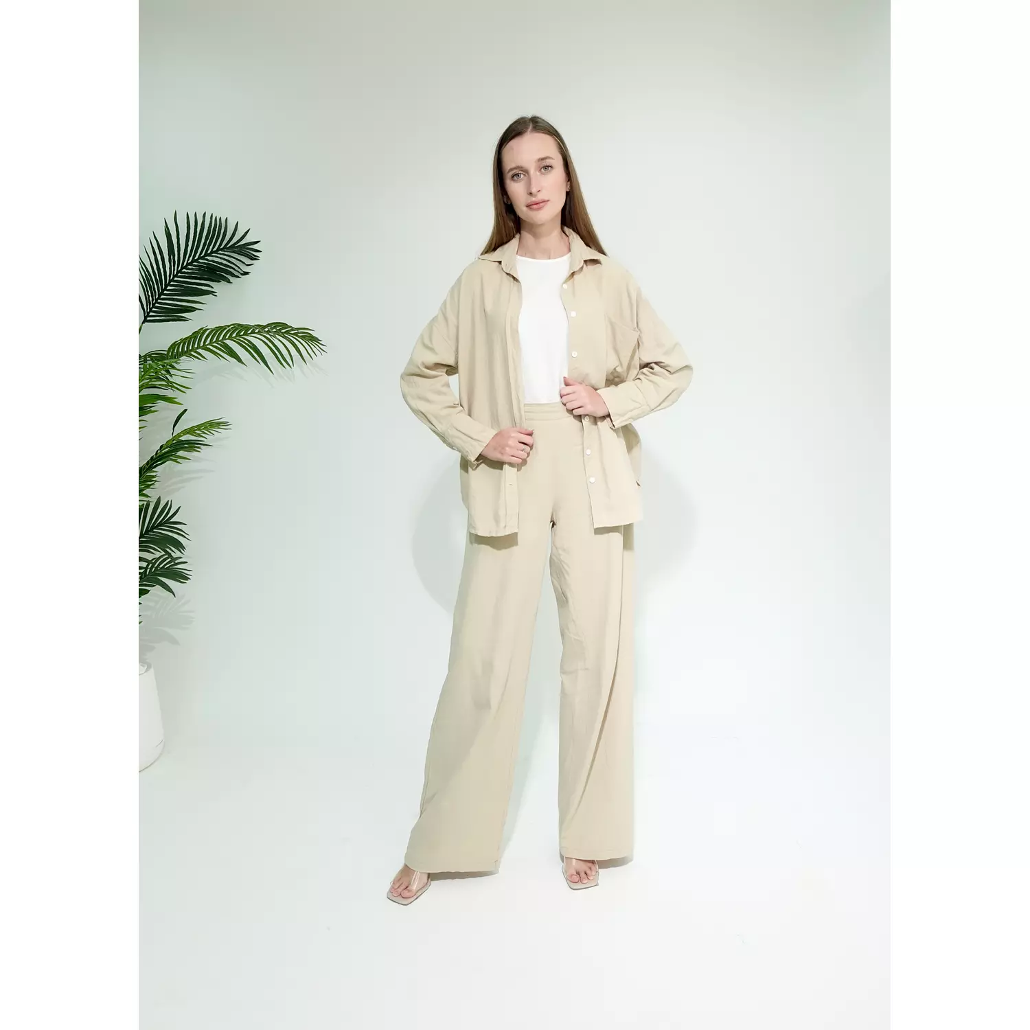 Beige Gabrdine Summer Set  9