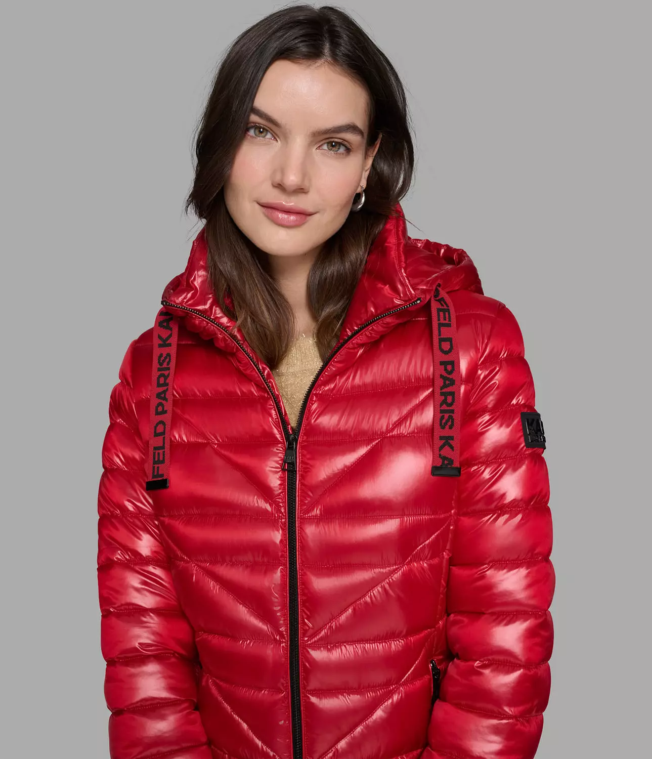 SHORT PUFFER JACKET WITH LOGO Red k  image