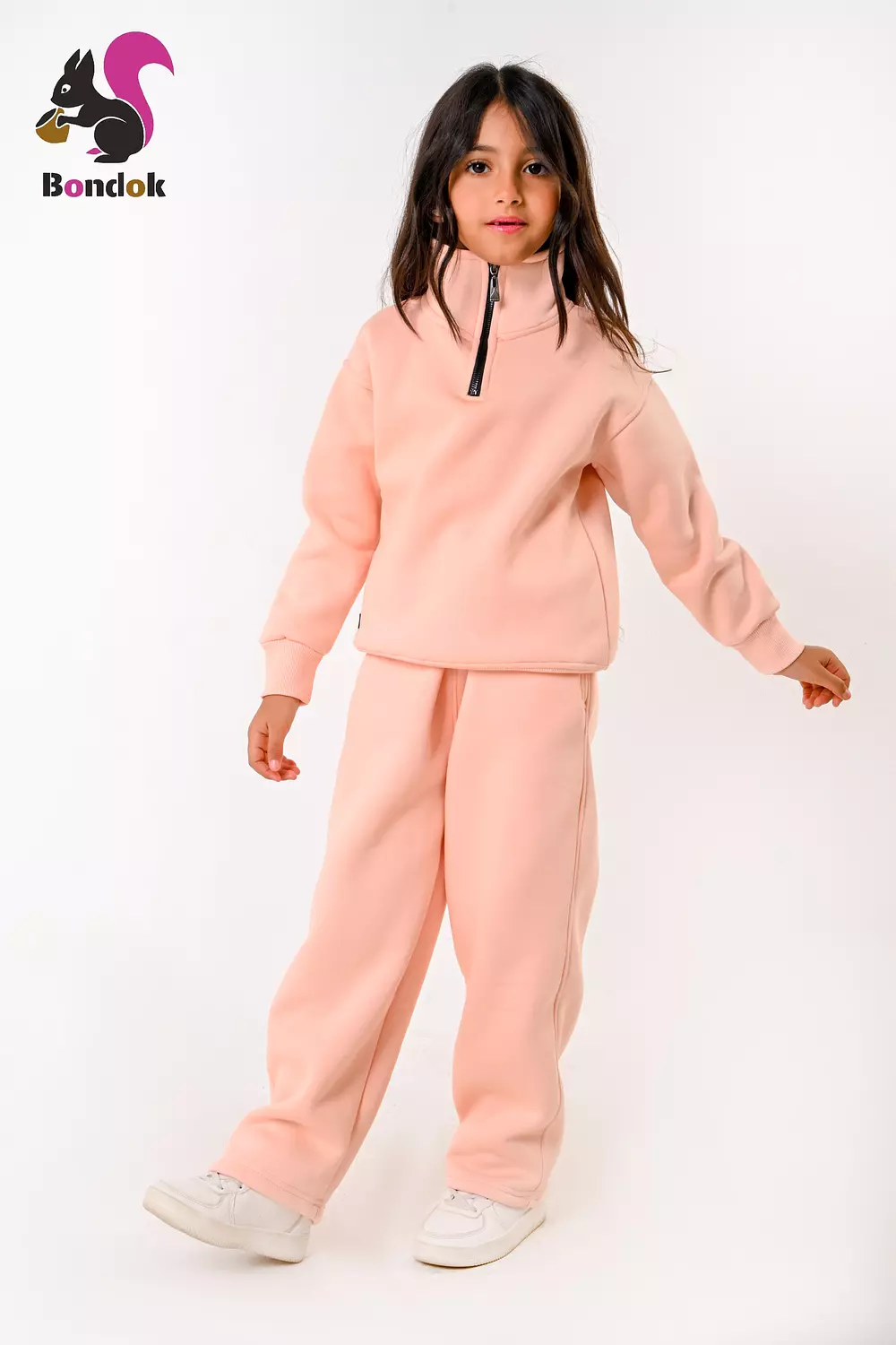 BONDOK Kids Tracksuit Set – Girls¼-Zip Stand-Collar Sweater & Jogger Pants, Comfy Fit – Ages 4–14 8