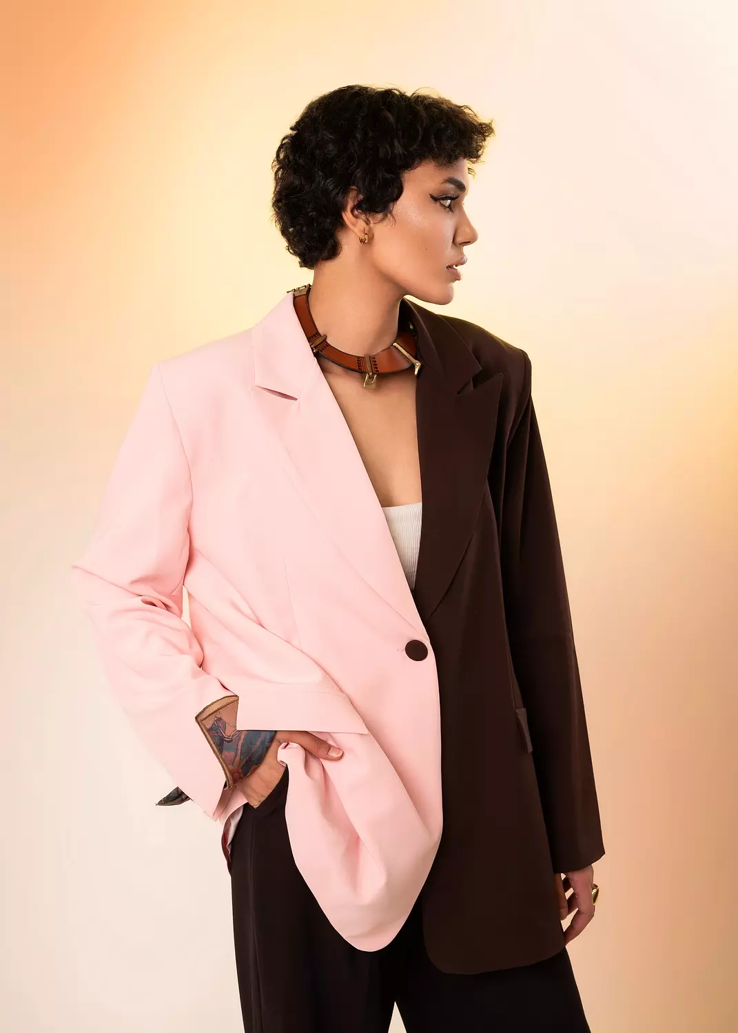 Cocoa Blush oversized blazer - with a matching gift scarf  image
