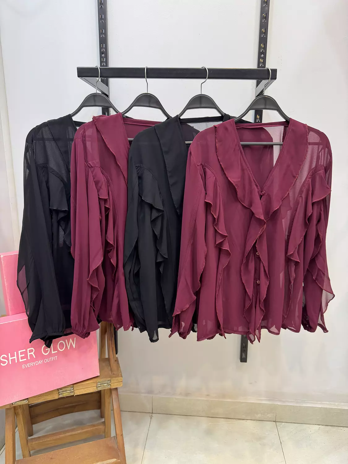 Raffled chiffon blouse 1
