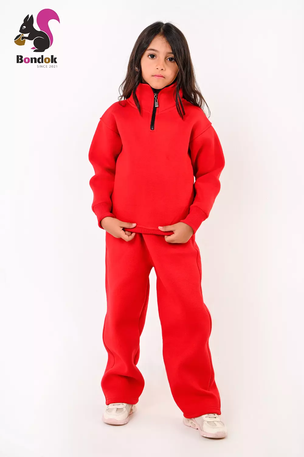 BONDOK Kids Tracksuit Set – Girls¼-Zip Stand-Collar Sweater & Jogger Pants, Comfy Fit – Ages 4–14 11