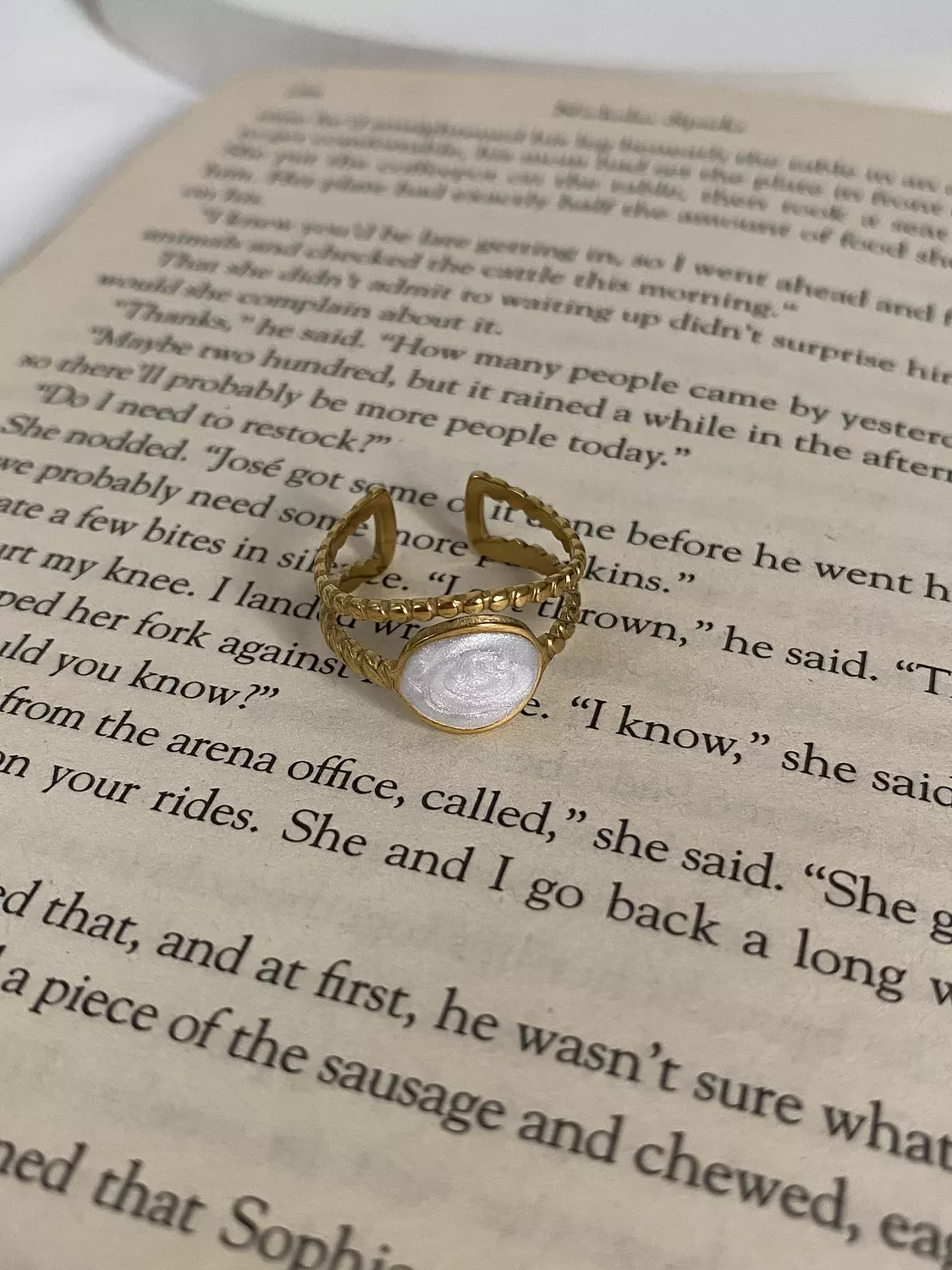 White Round Layered Ring image