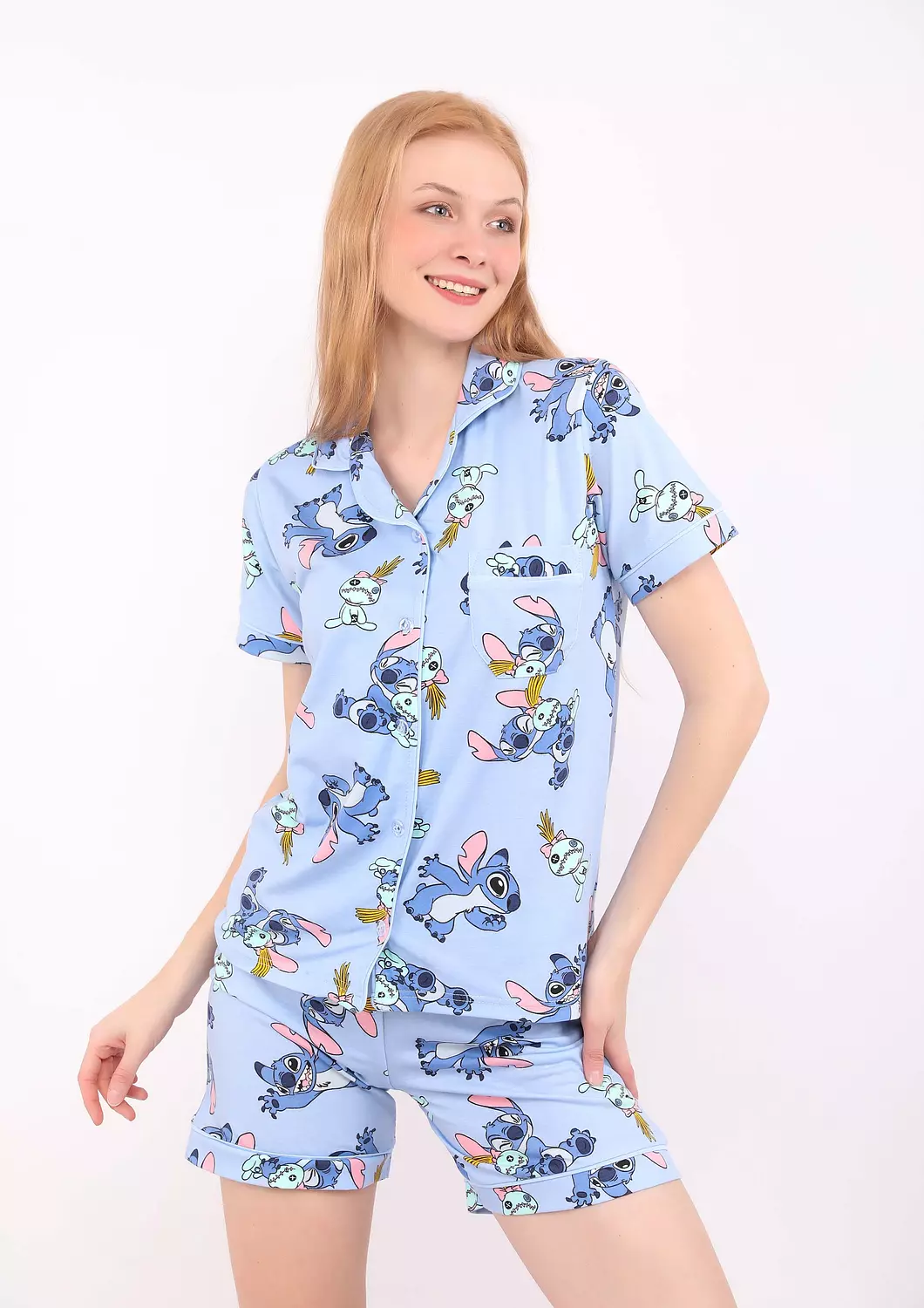 S514 LILO AND STITCH BUTTONED SHORT PAJAMA SET  4