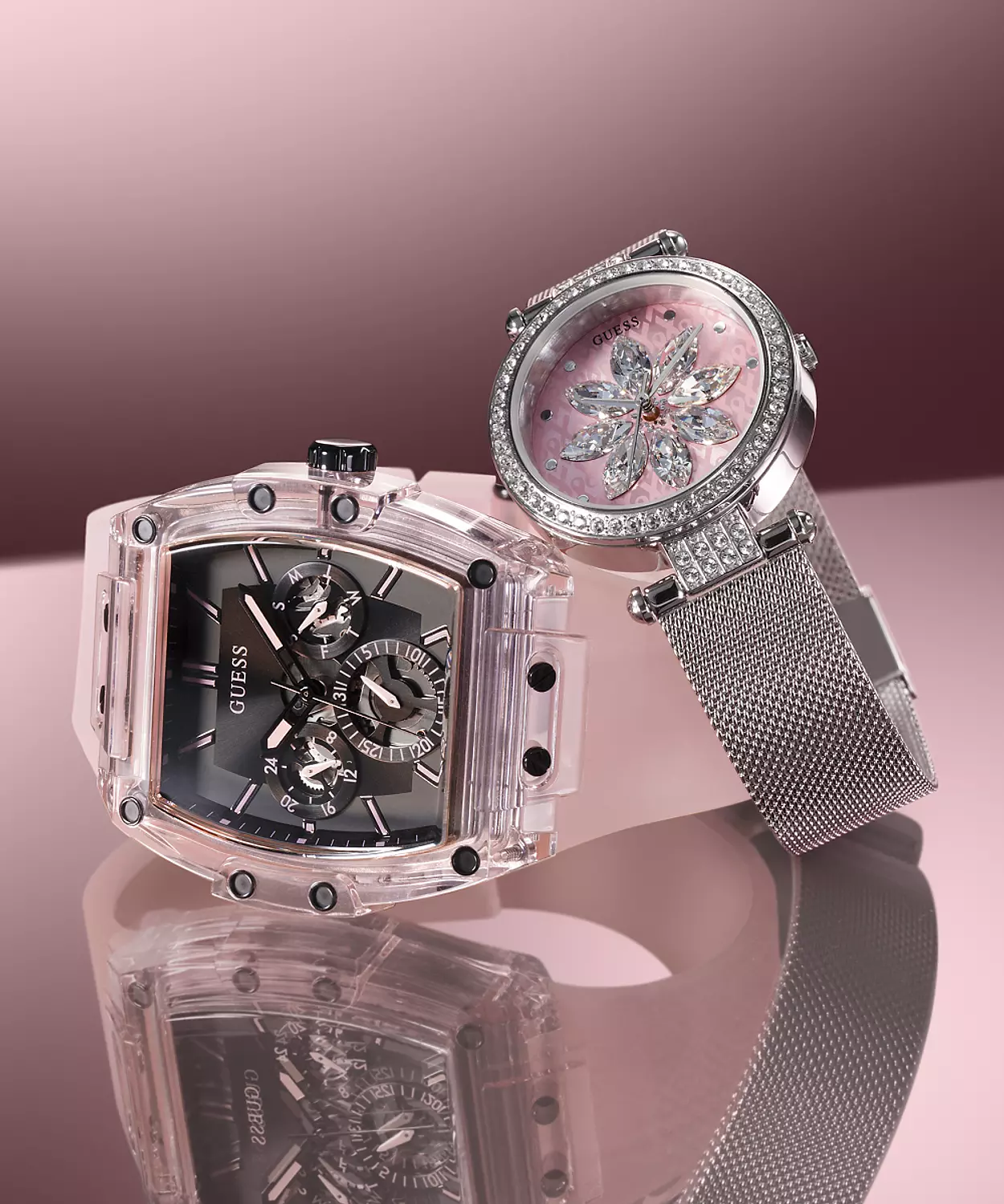 GUESS GW0032L3 ANALOG WATCH For Women Round Shape Silver Stainless Steel/Mesh Polished Bracelet 10