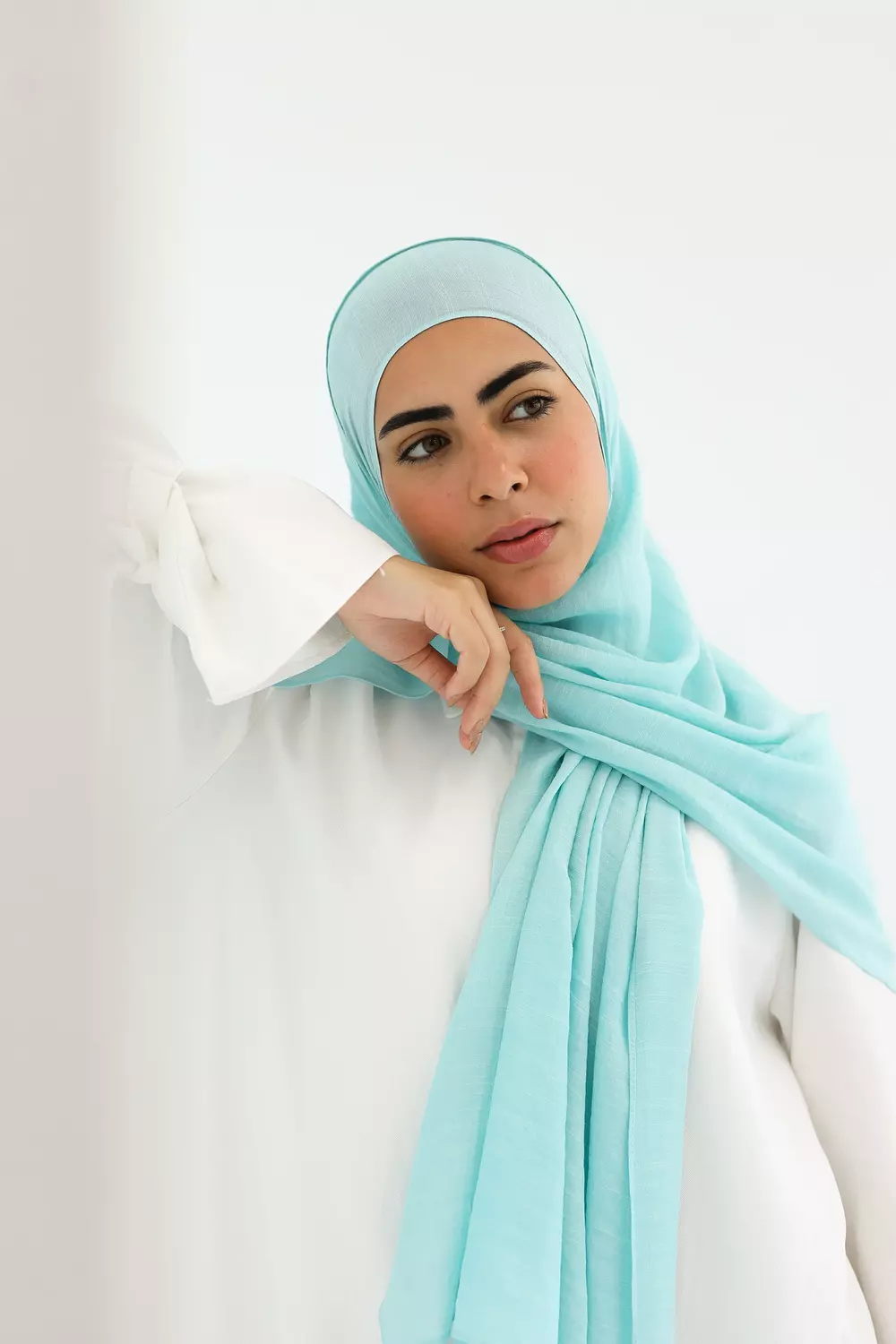 Light turquoise Linen scarf  image