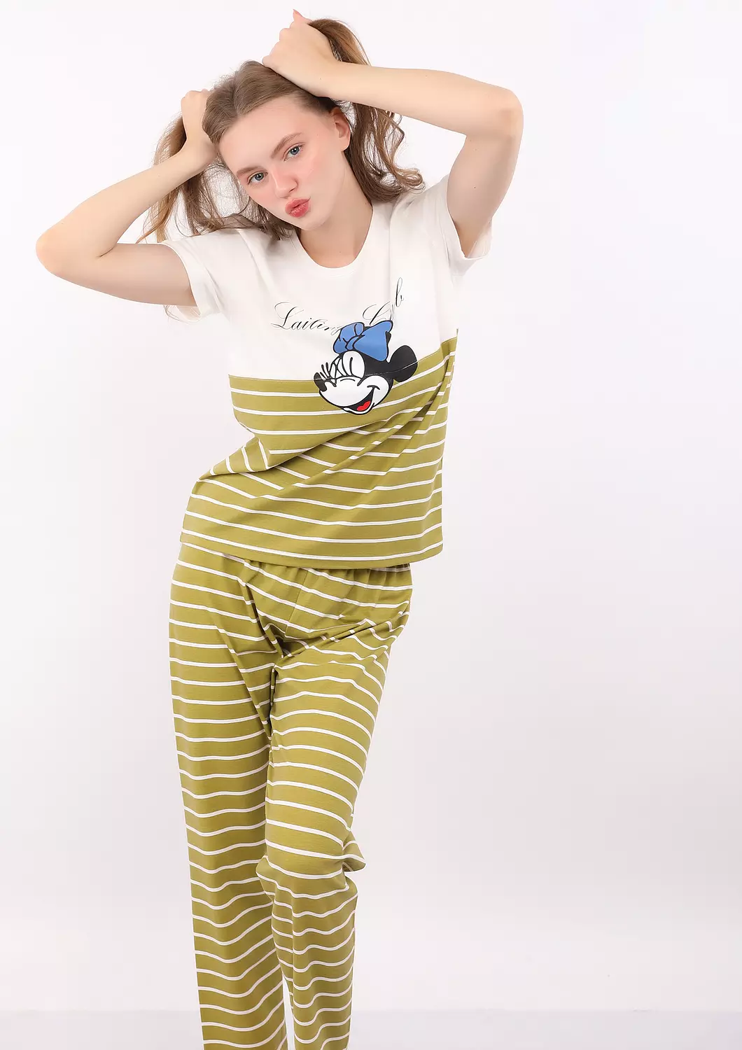 Minnie Striped Full-Length Pants Pajama Set 1