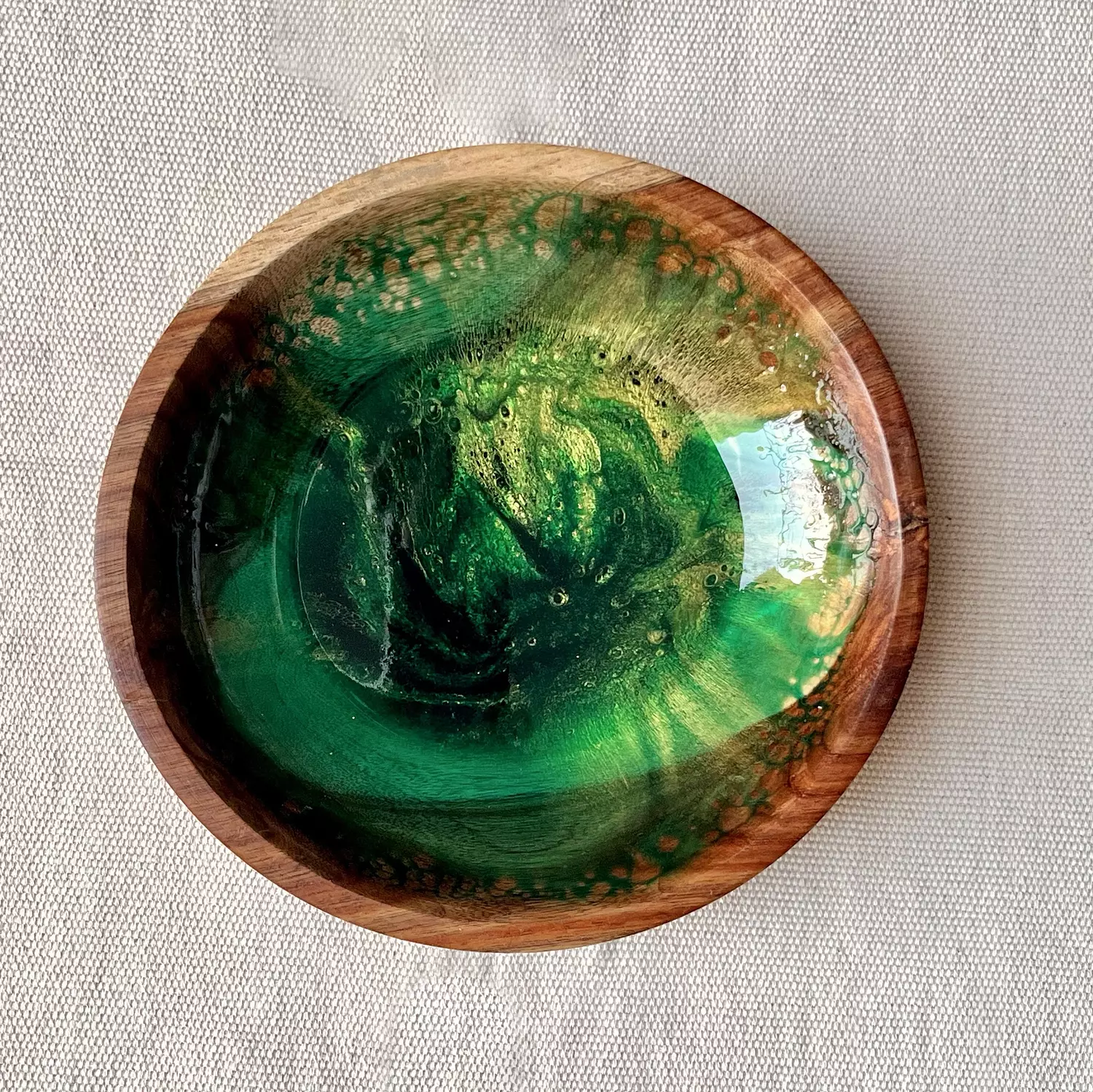 Green| Gold Wooden Bowl 2