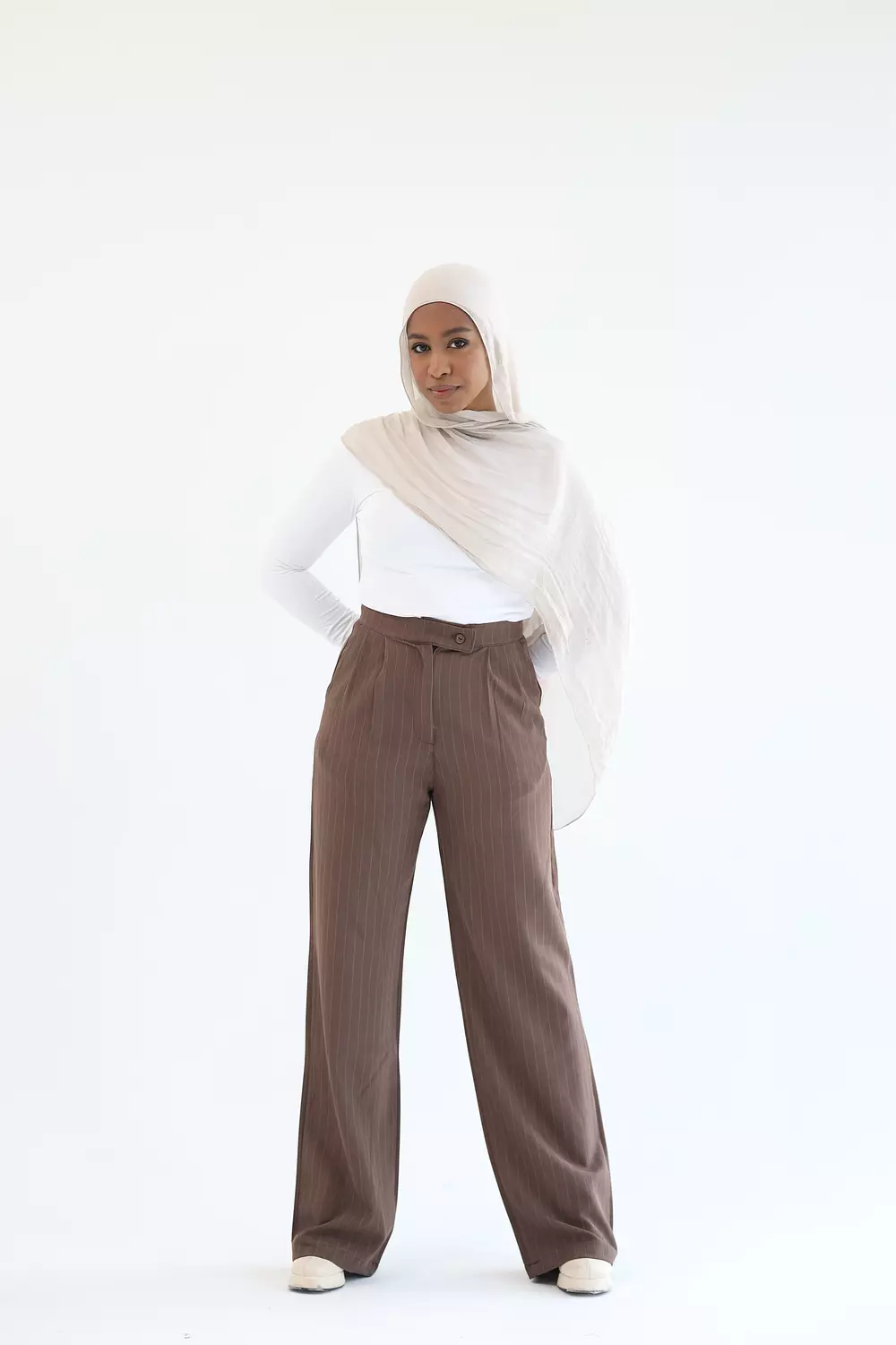 Brown striped classic pant 1