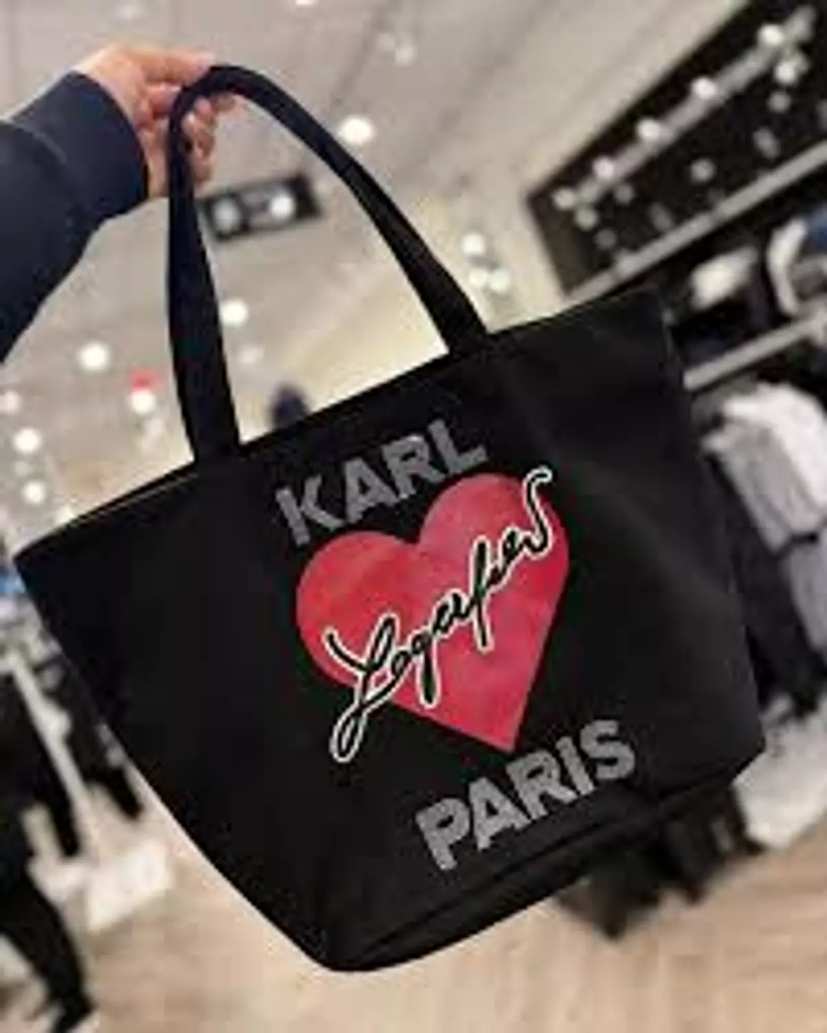 Karl Lagerfeld Paris Heart Tote Bag – Black Canvas hover image