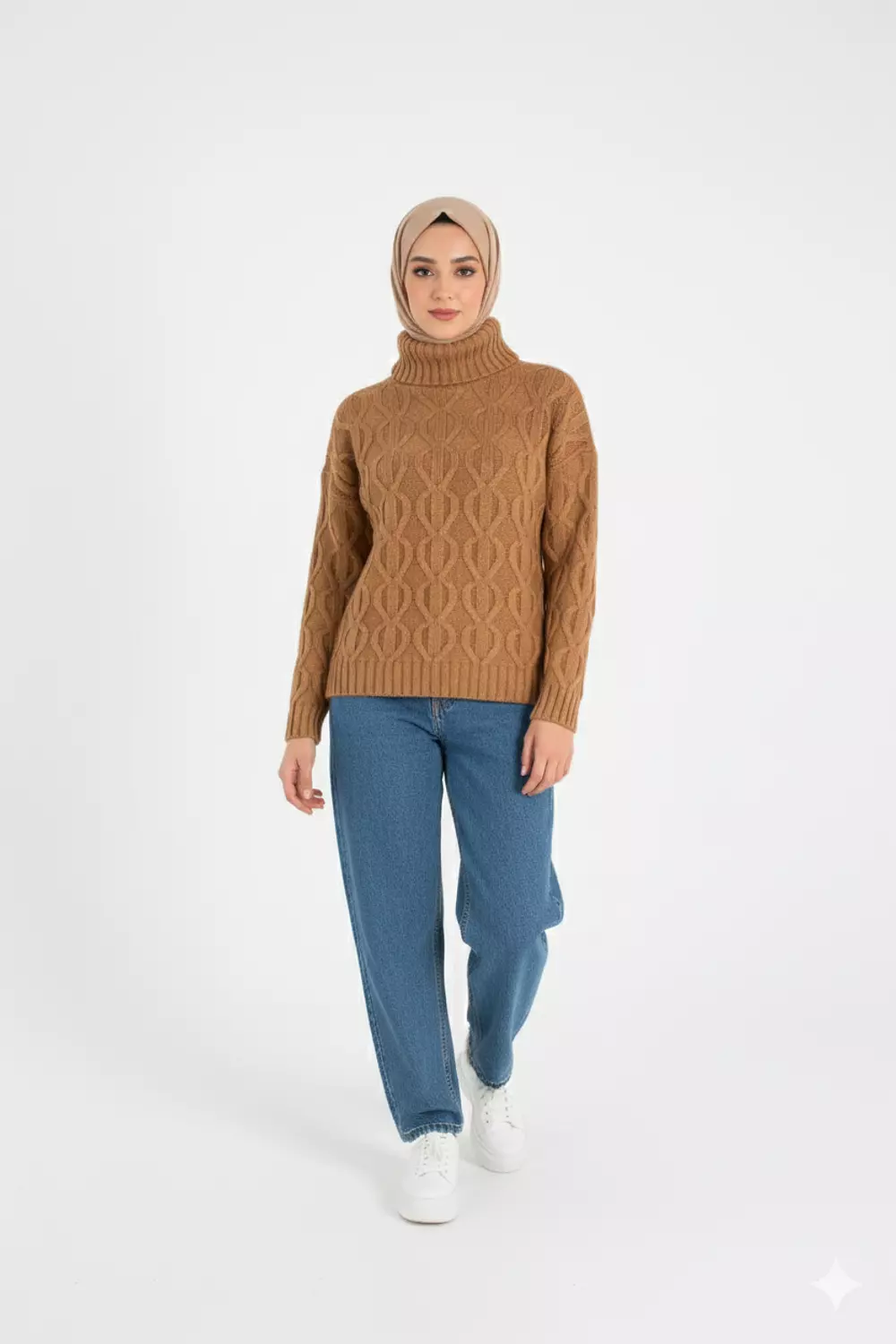 Chic Warm Cable Knit Turtleneck Sweater 1