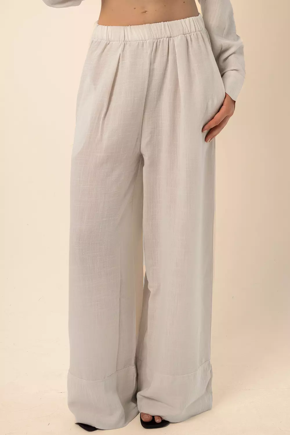 Wide-Leg Pants - Oyster White 3