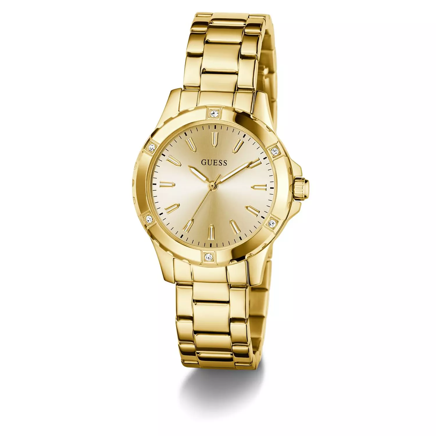 GUESS MIST Ladies Gold Tone Analog Watch GOLD TONE Stainless Steel Polished Bracelet 4